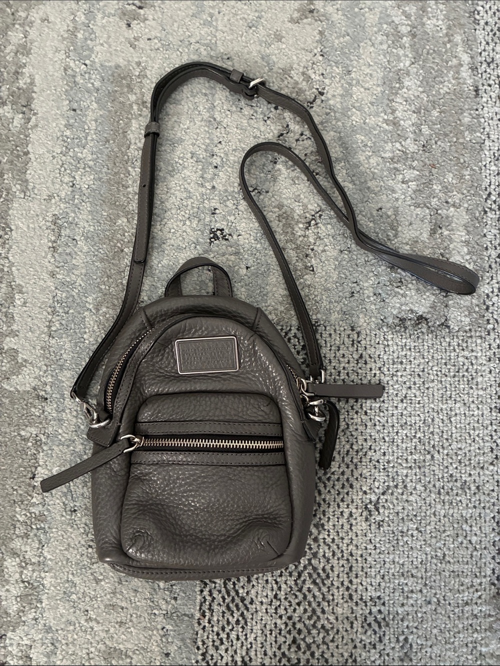 Leather Mini Crossbody Backpack - Black